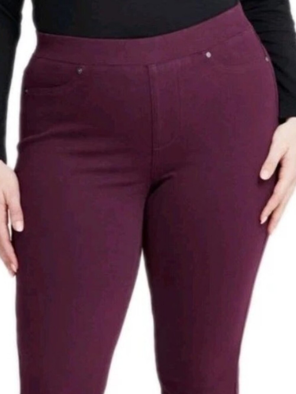 Zenezia Jegging Jeans Woman Plus Sz 24W 3X Wine Purple Pull-on Ankle Stretch Nwt